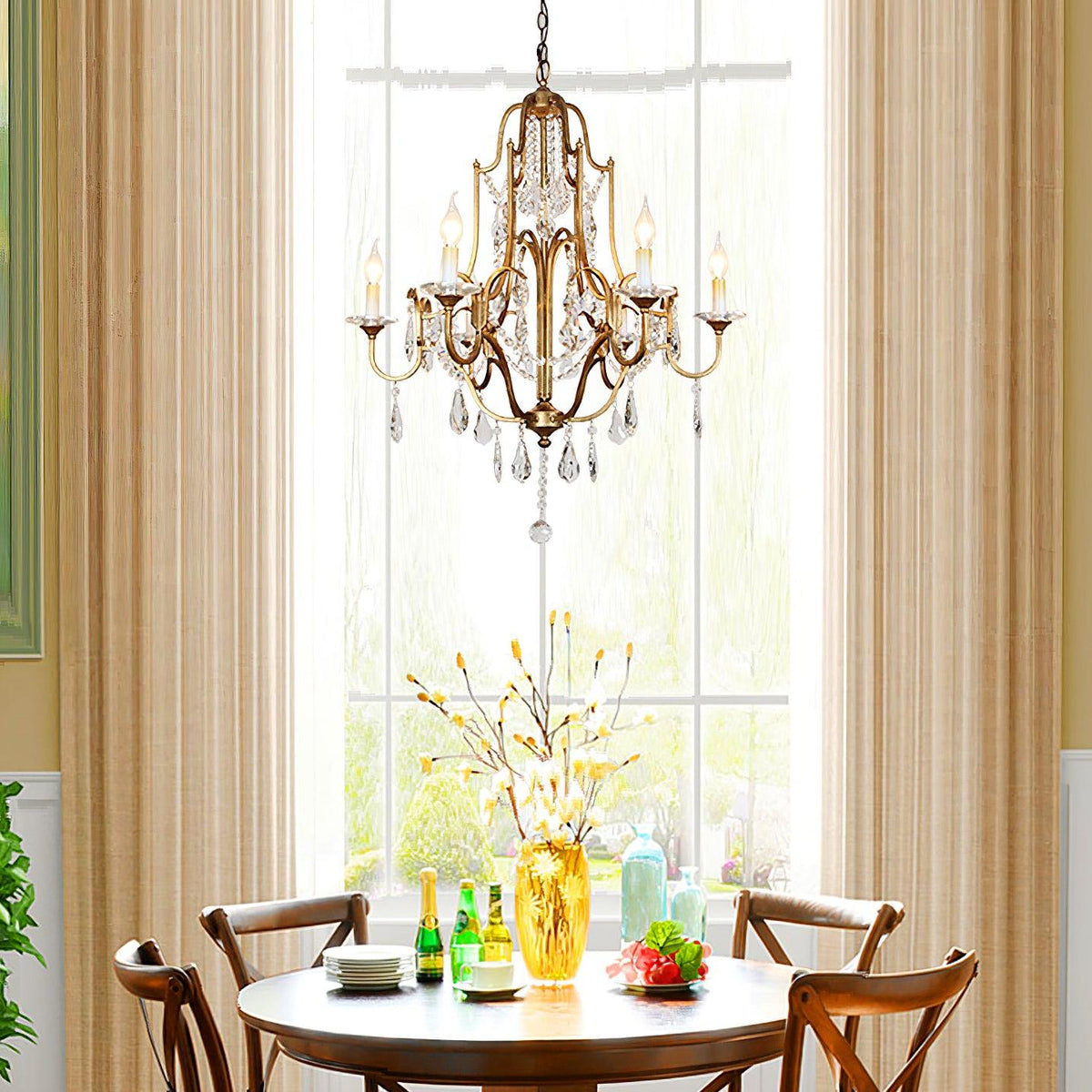 Mirok Chandelier Iron Crystal Candelabra Vintage