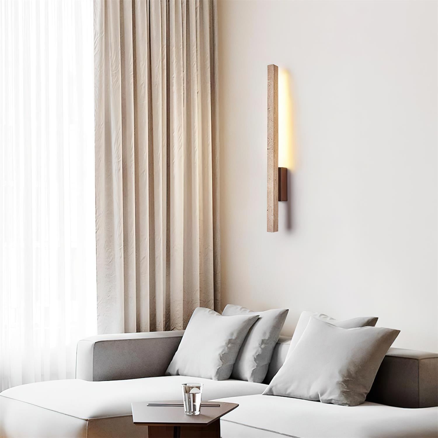Opalyn Slim Travertine Wall Lamp - Neutral Decor