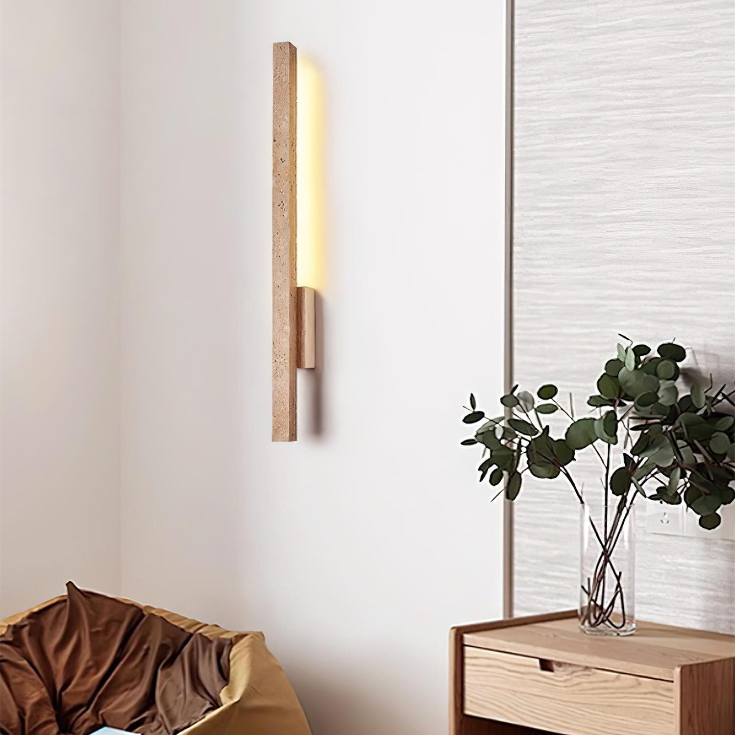 Opalyn Slim Travertine Wall Lamp - Neutral Decor