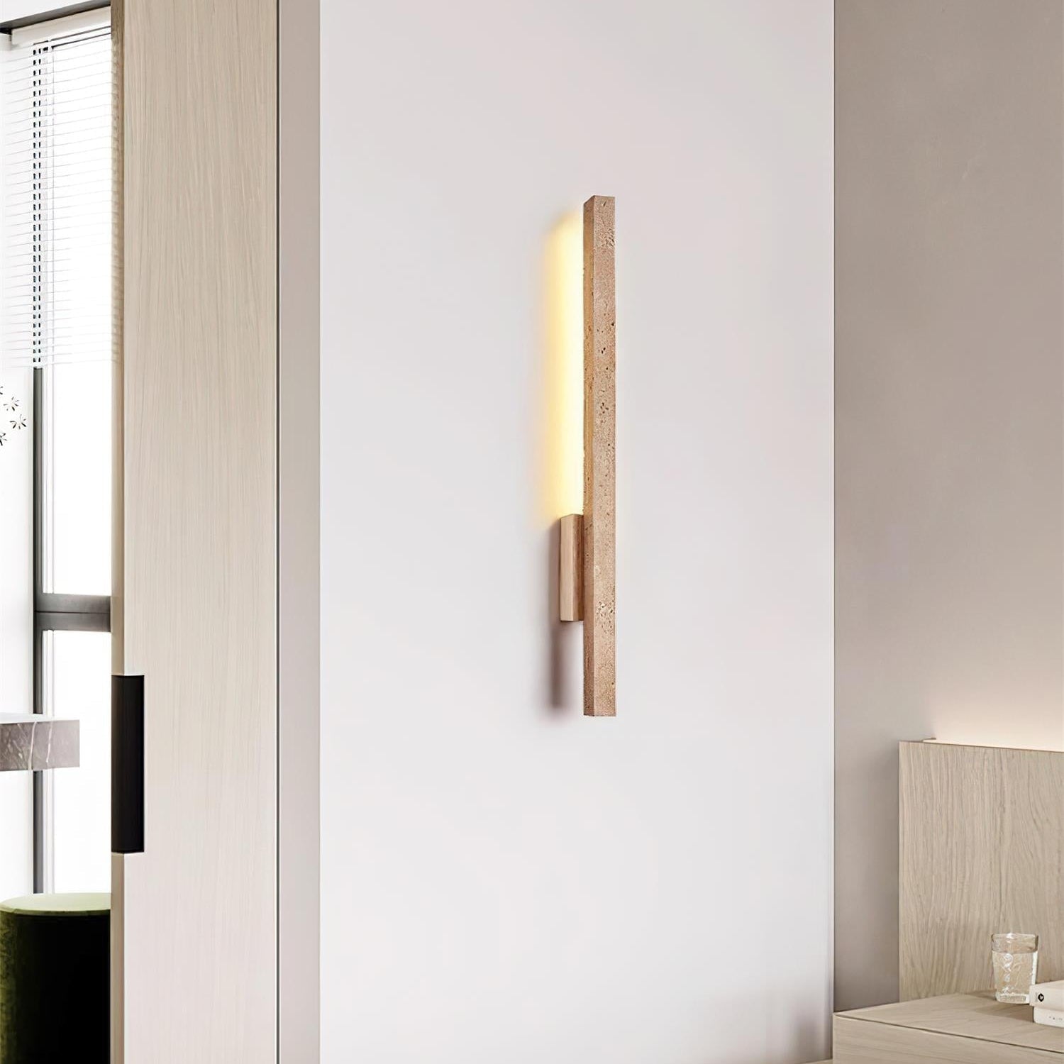 Opalyn Slim Travertine Wall Lamp - Neutral Decor