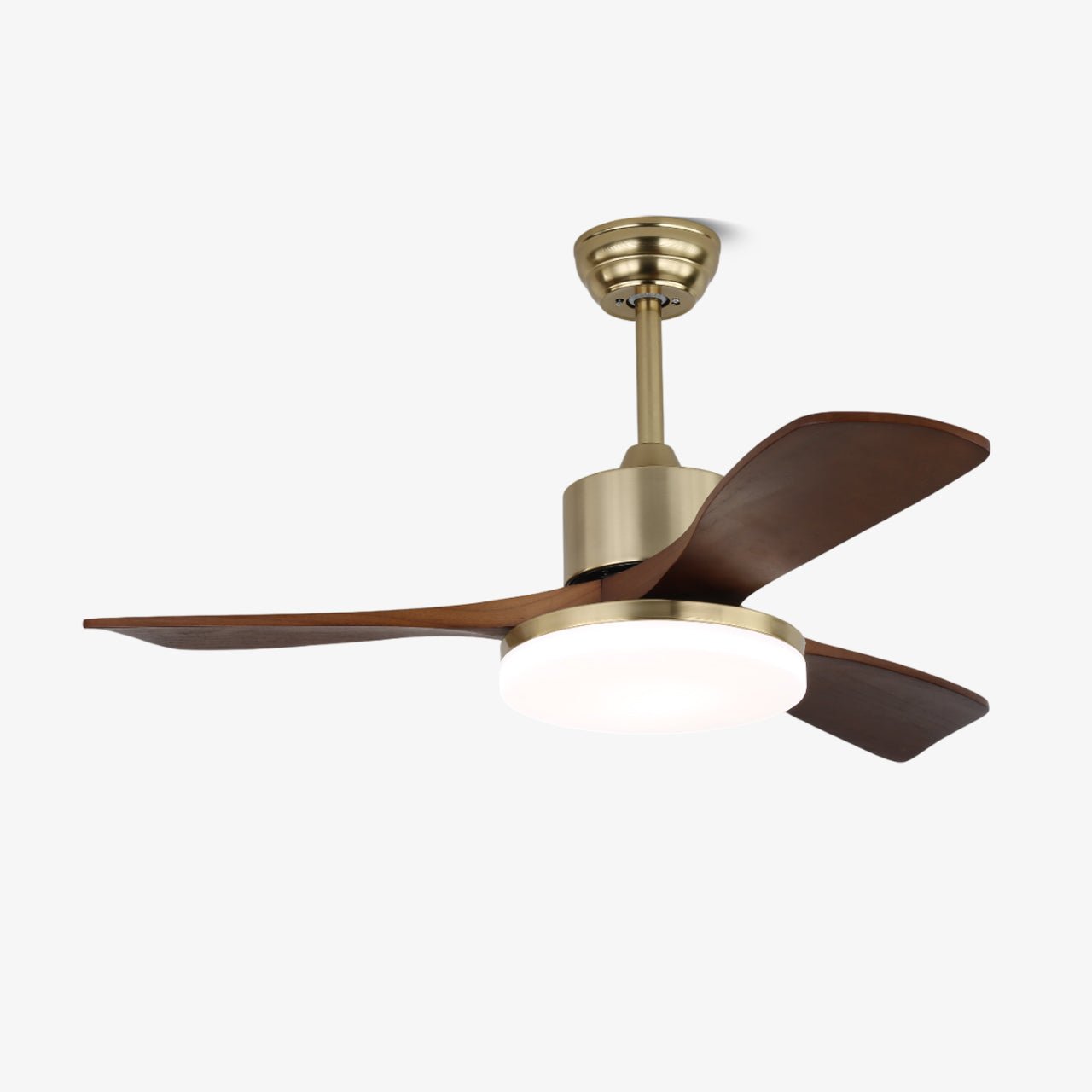 Selora Brass Wood Ceiling Fan Light