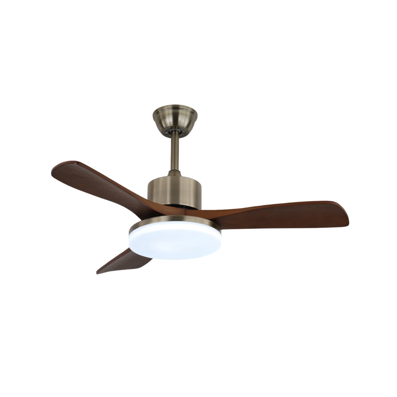 Selora Brass Wood Ceiling Fan Light