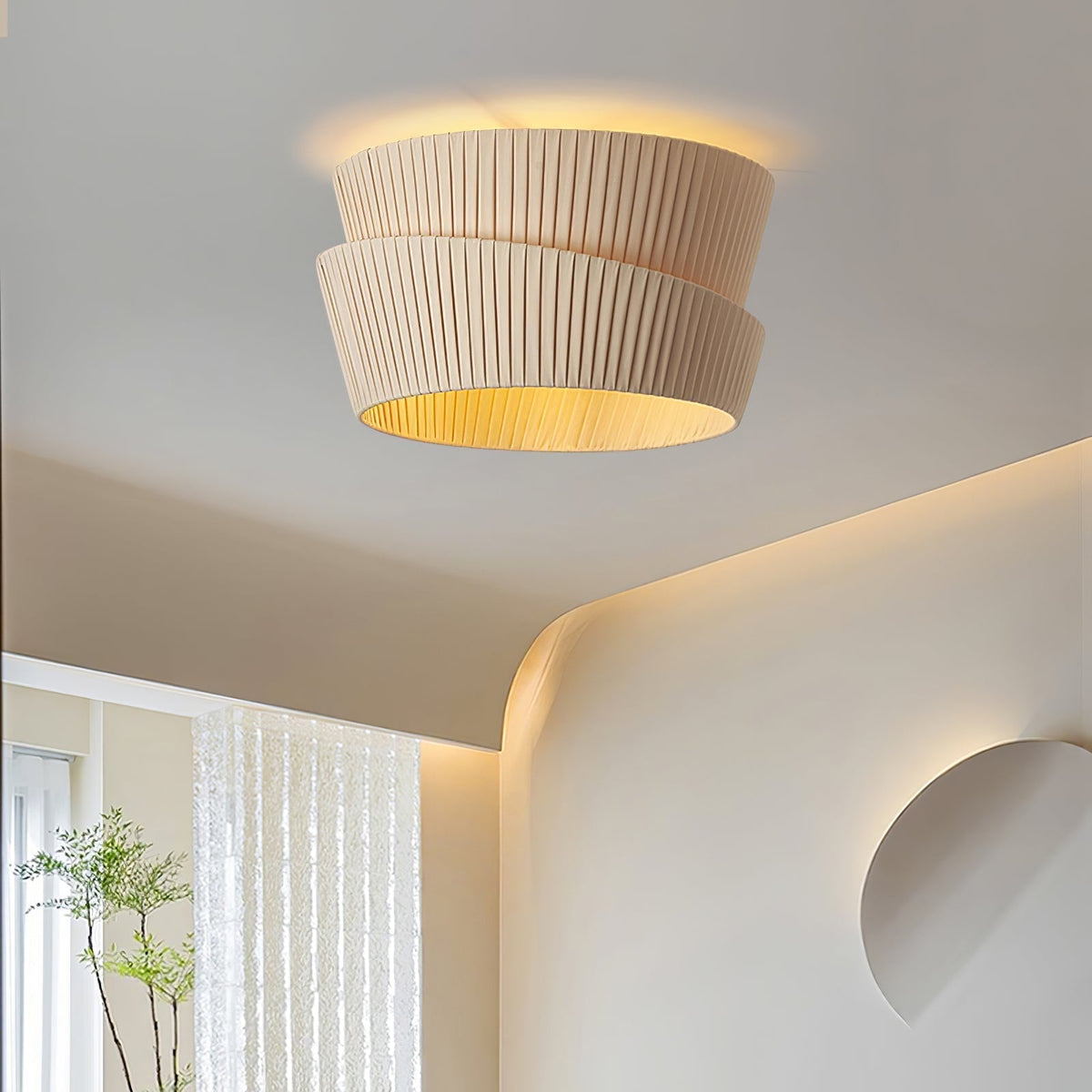 Xlenis Natural Unique Twist Fabric Ceiling Lamp