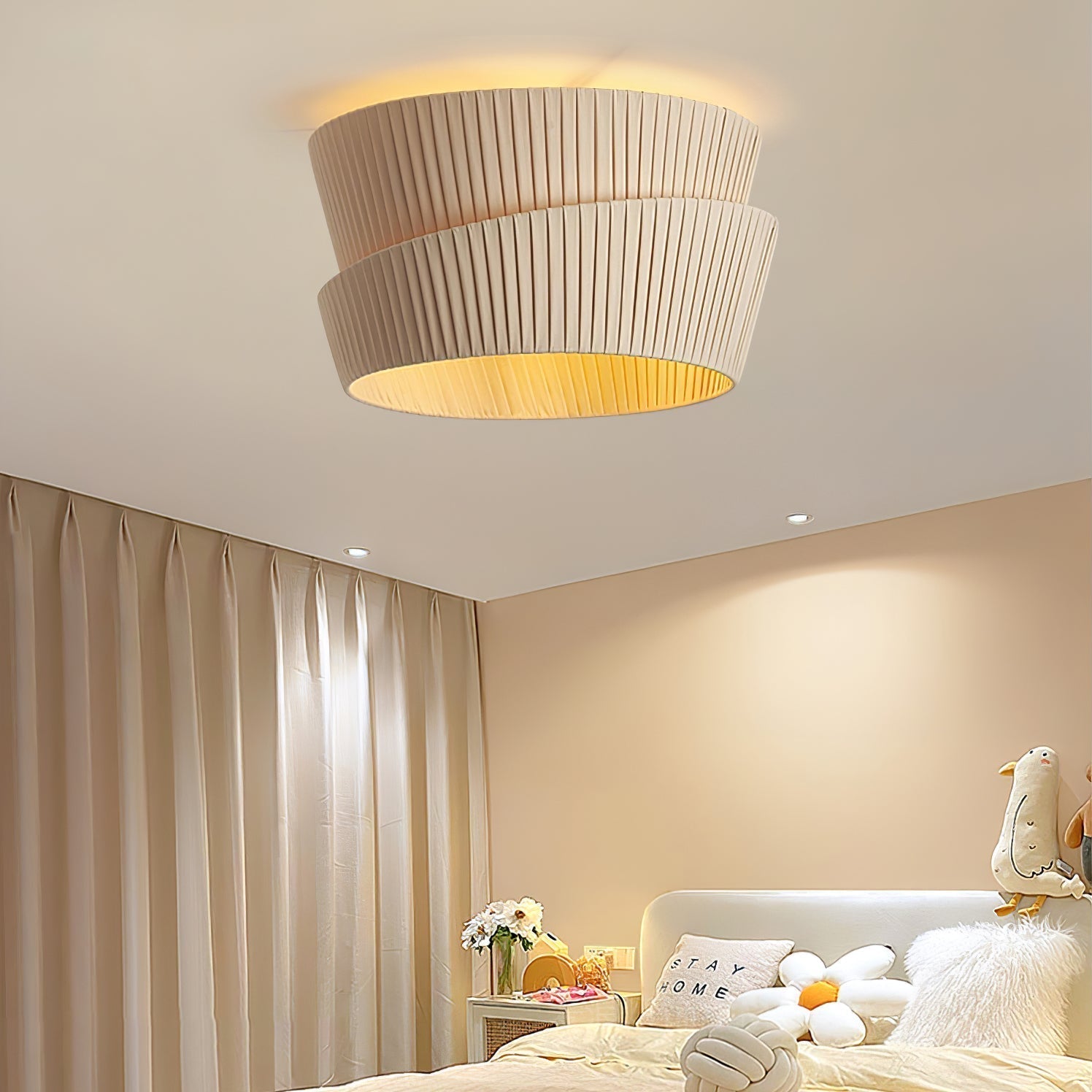 Xlenis Natural Unique Twist Fabric Ceiling Lamp