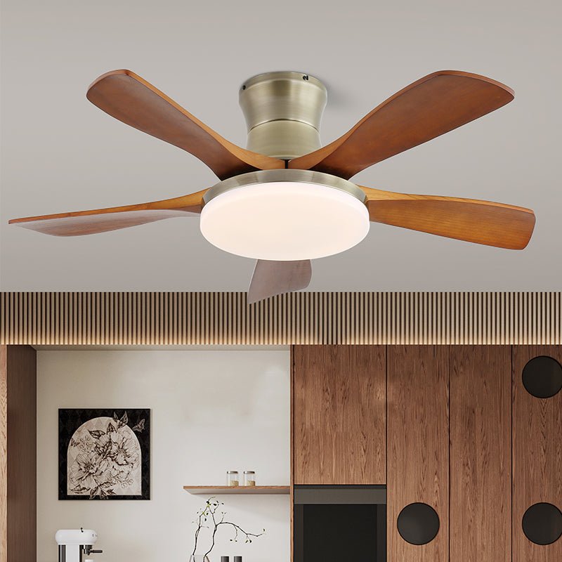 Elara Modern Brass Wood Ceiling Fan Light - Neutral Decor