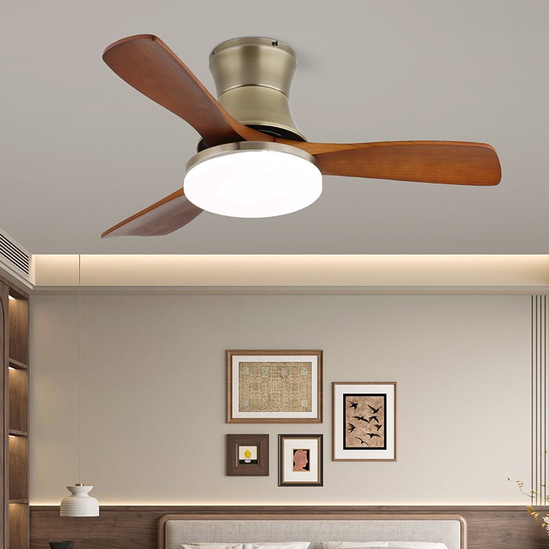 Elara Modern Brass Wood Ceiling Fan Light - Neutral Decor