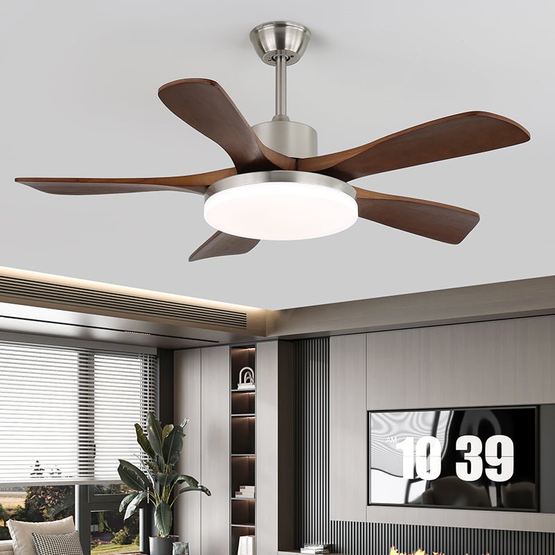 Elara Modern Brass Wood Ceiling Fan Light - Neutral Decor
