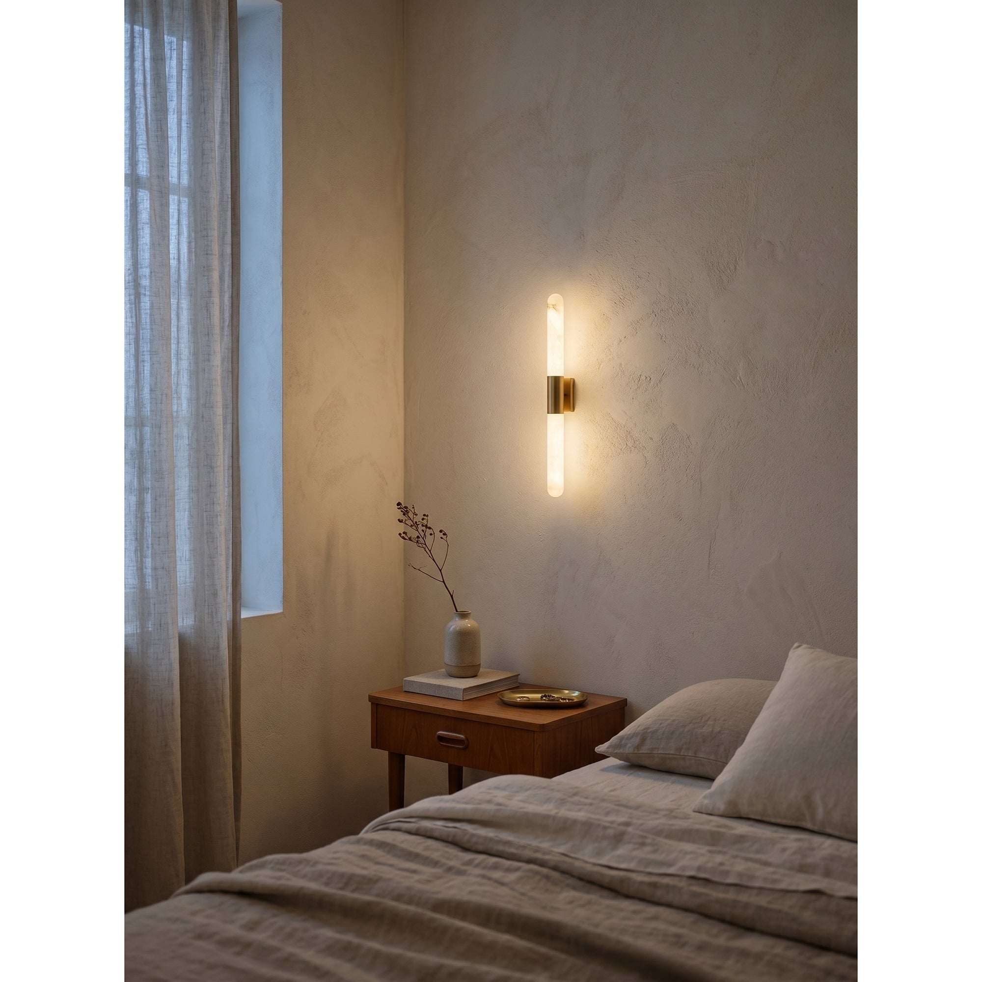 Eireaya Line Alabaster Tube Wall Sconce