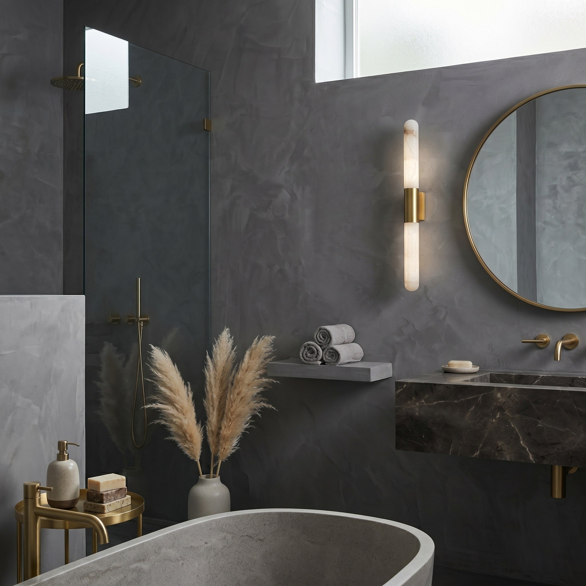 Eireaya Line Alabaster Tube Wall Sconce