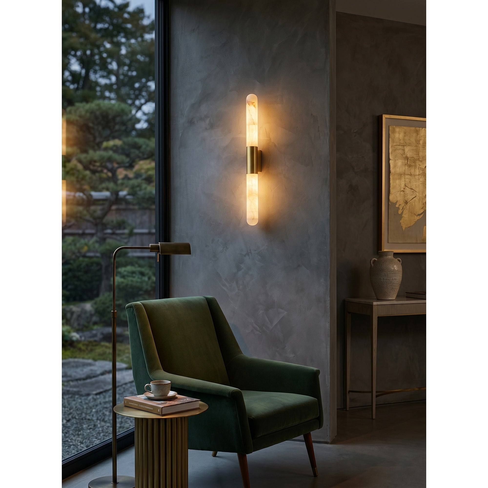 Eireaya Line Alabaster Tube Wall Sconce