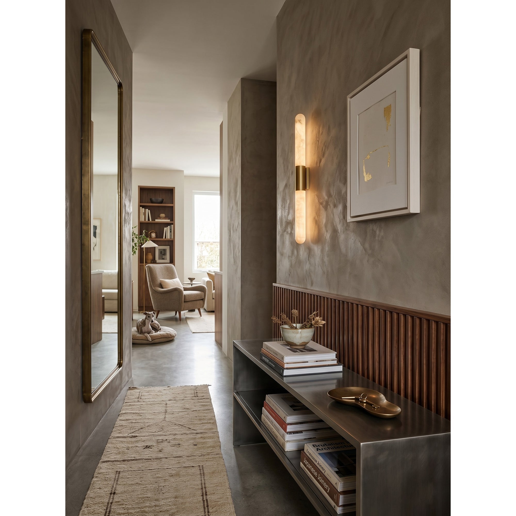 Eireaya Line Alabaster Tube Wall Sconce