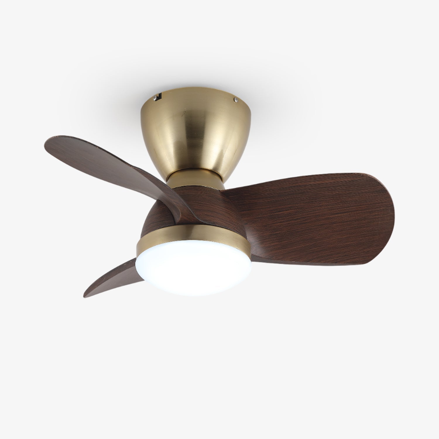 Aldiian Minimalist Brass Wood Ceiling Fan Light