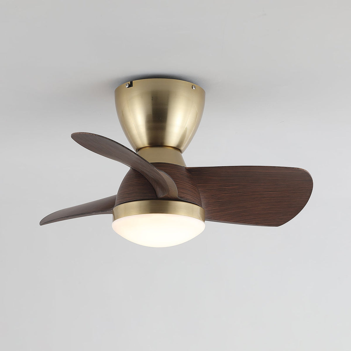 Aldiian Minimalist Brass Wood Ceiling Fan Light