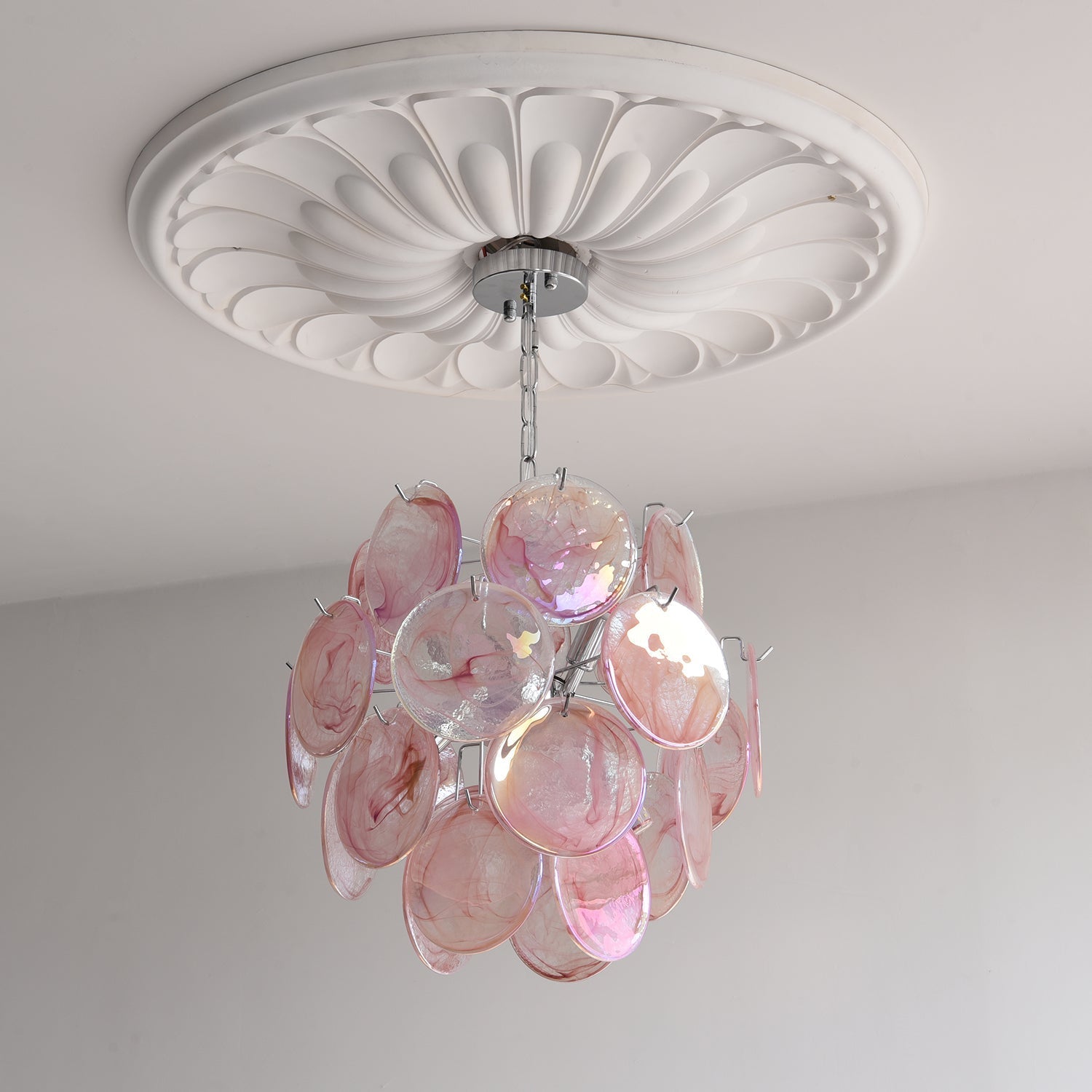 Venfield Chandelier Iridescent Glass Disc Cascade - Neutral Decor