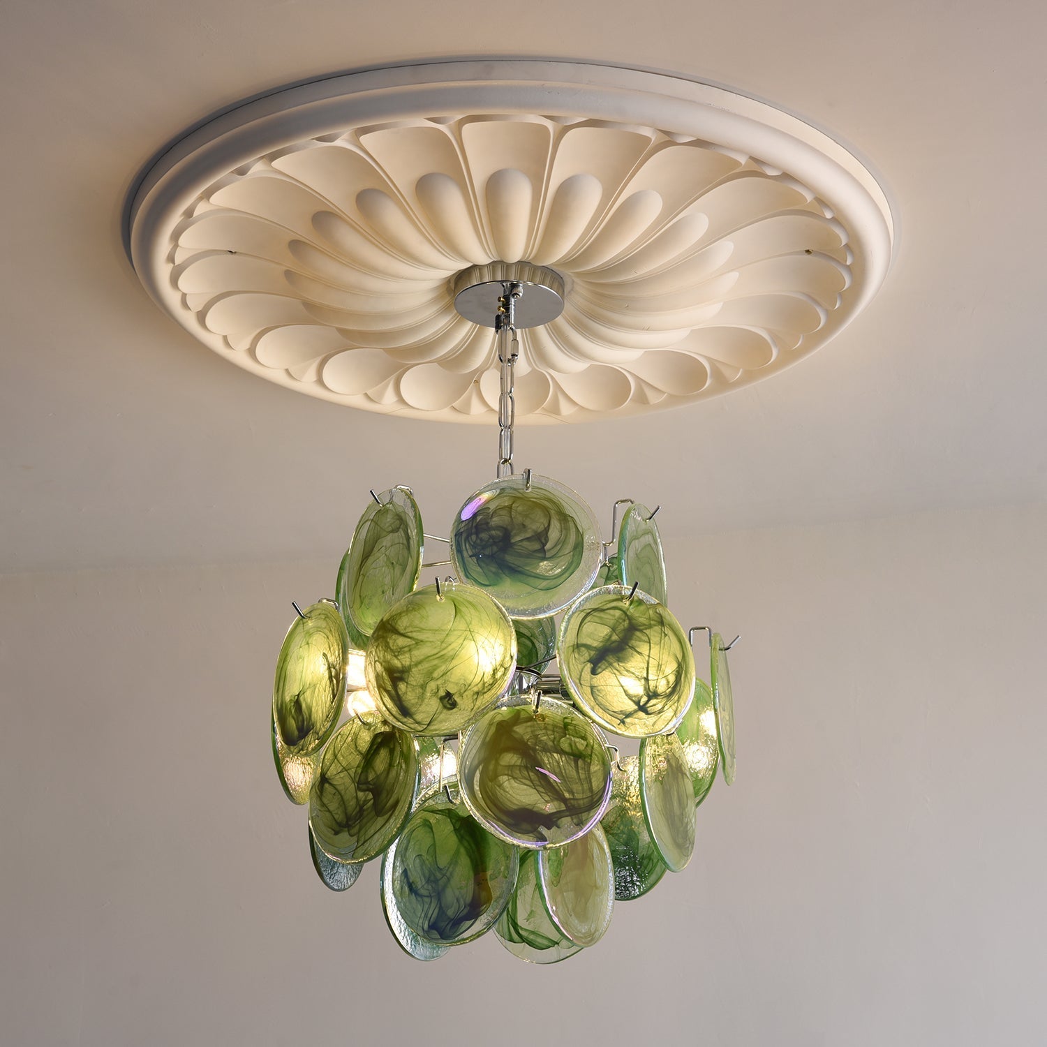 Venfield Chandelier Iridescent Glass Disc Cascade - Neutral Decor