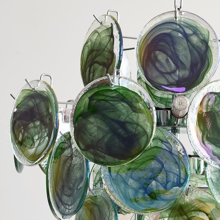 Venfield Chandelier Iridescent Glass Disc Cascade - Neutral Decor