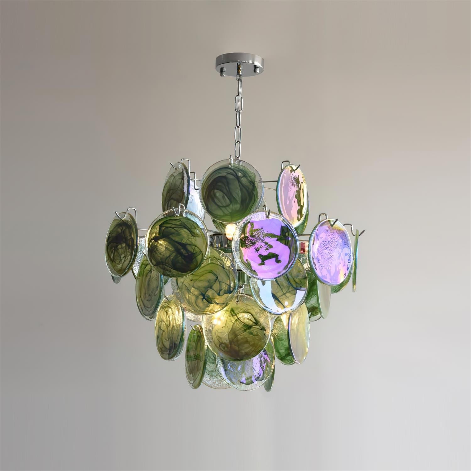 Venfield Chandelier Iridescent Glass Disc Cascade - Neutral Decor