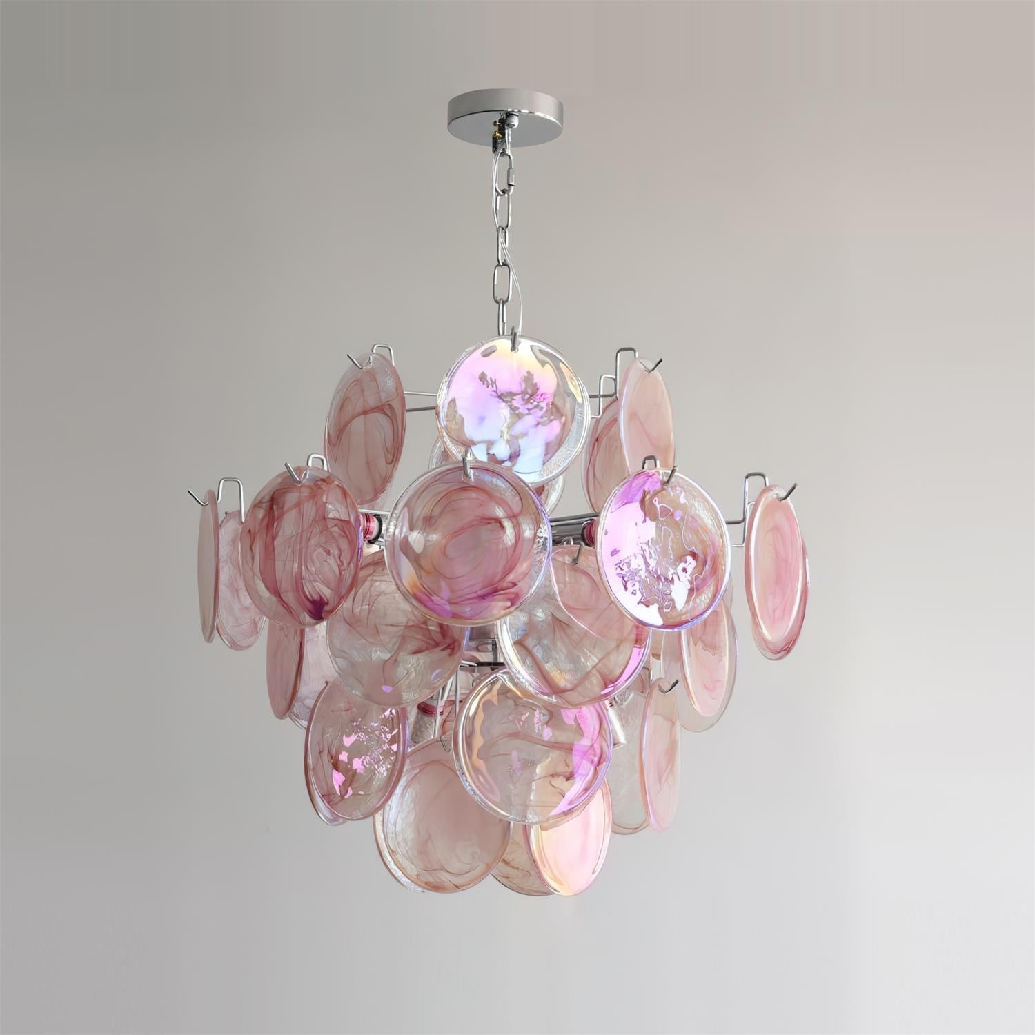 Venfield Chandelier Iridescent Glass Disc Cascade - Neutral Decor