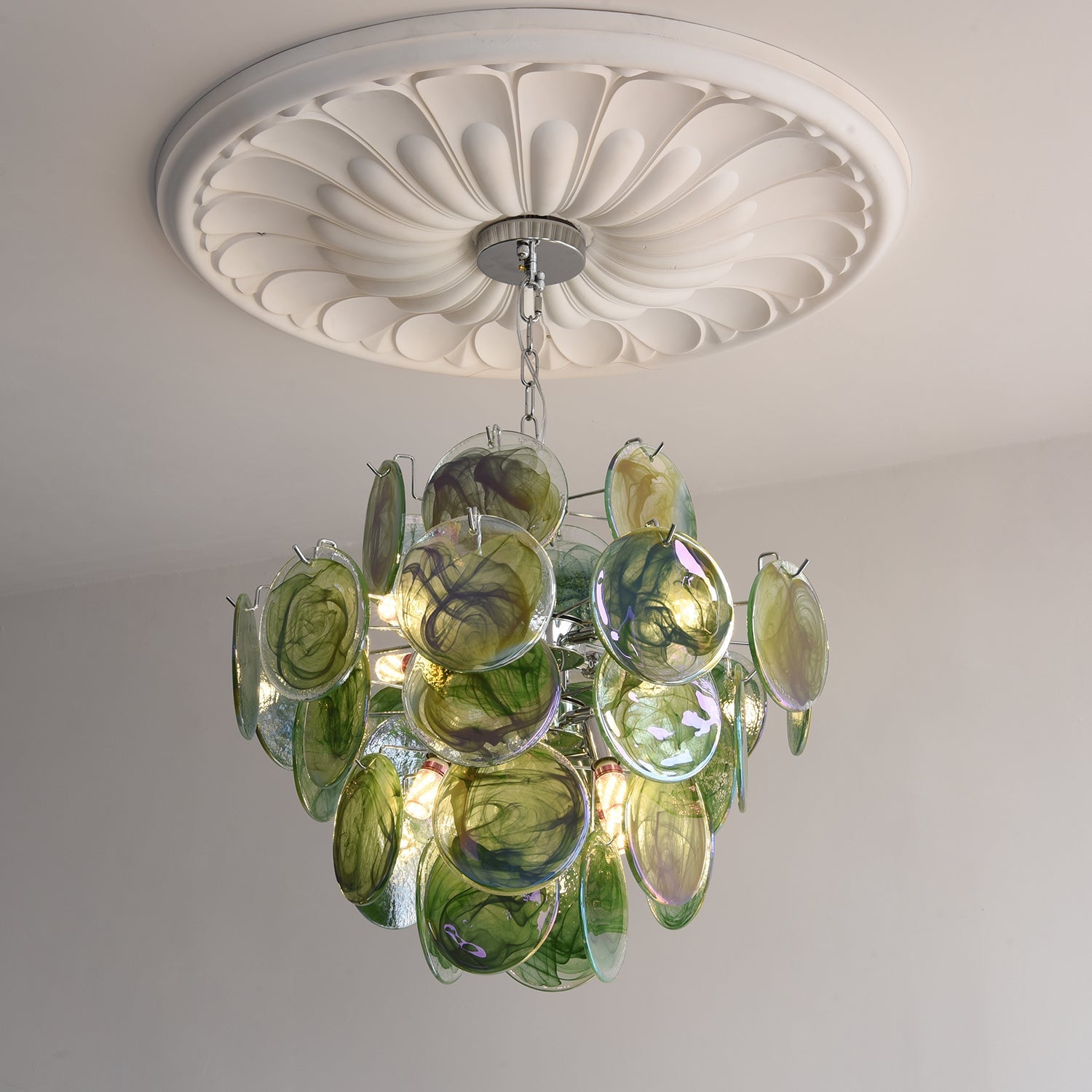 Venfield Chandelier Iridescent Glass Disc Cascade - Neutral Decor
