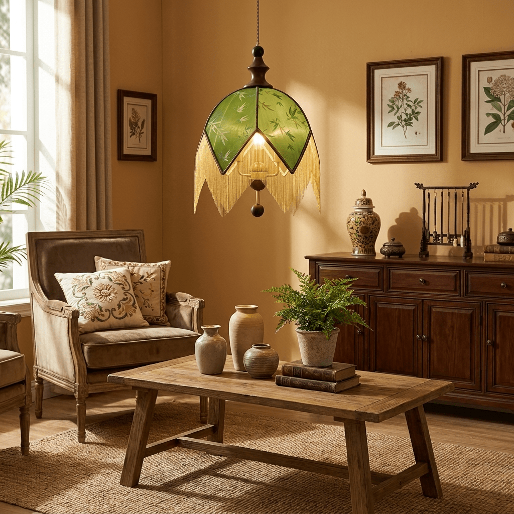 Delphine Verdant Fringe Pendant Light