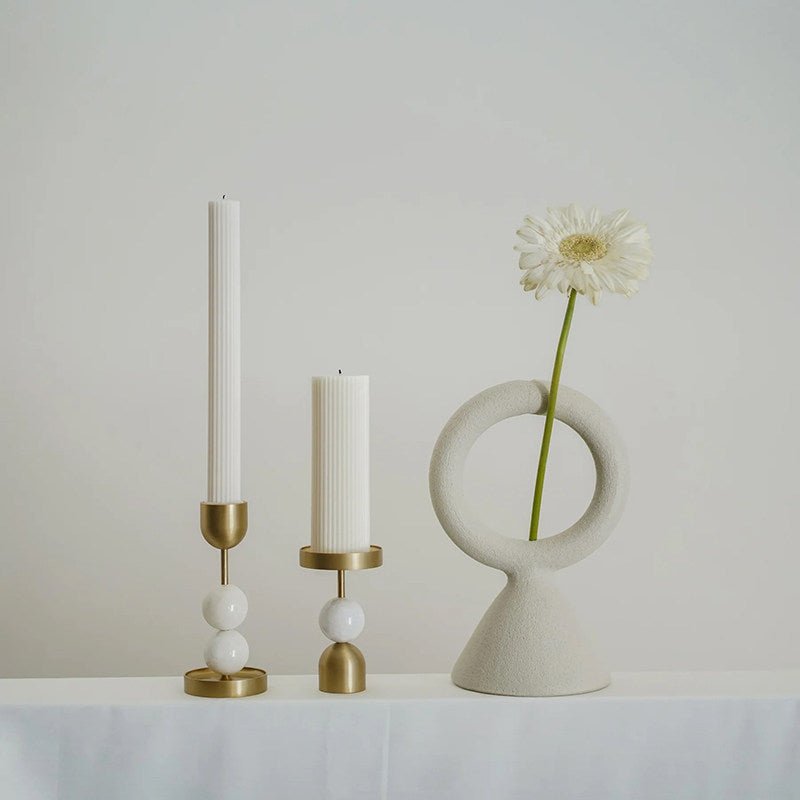 Fuldo Verdant Sphere Candle Holder Brushed Brass Accent Mid-century Interior