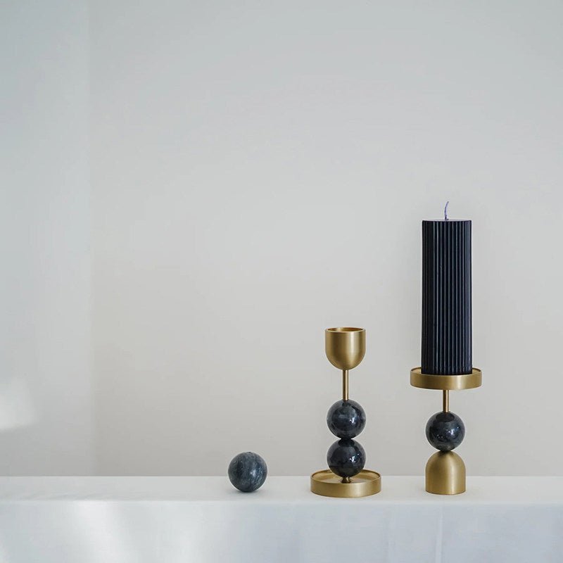 Fuldo Verdant Sphere Candle Holder Brushed Brass Accent Mid-century Interior