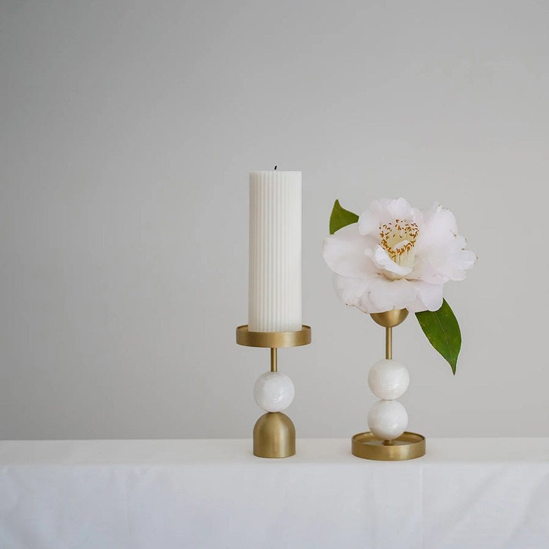 Fuldo Verdant Sphere Candle Holder Brushed Brass Accent Mid-century Interior