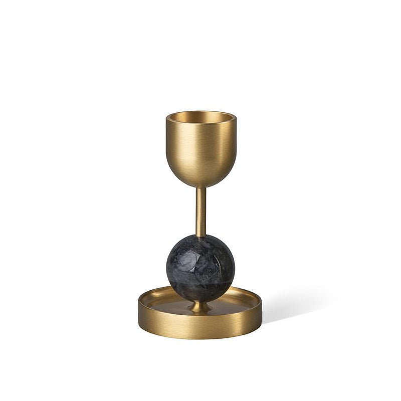 Fuldo Verdant Sphere Candle Holder Brushed Brass Accent Mid-century Interior