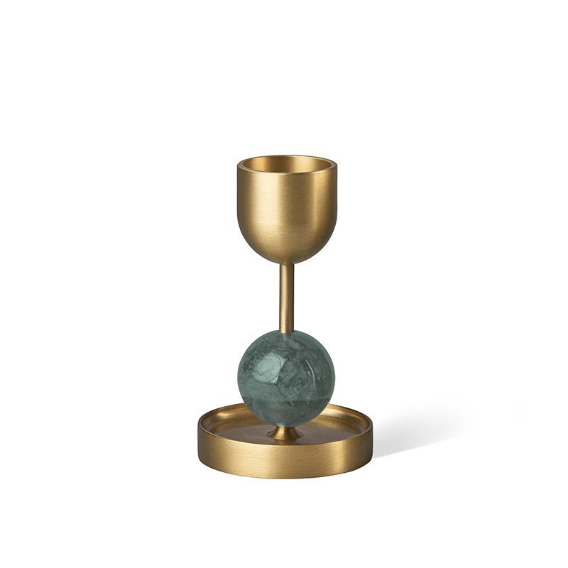 Fuldo Verdant Sphere Candle Holder Brushed Brass Accent Mid-century Interior