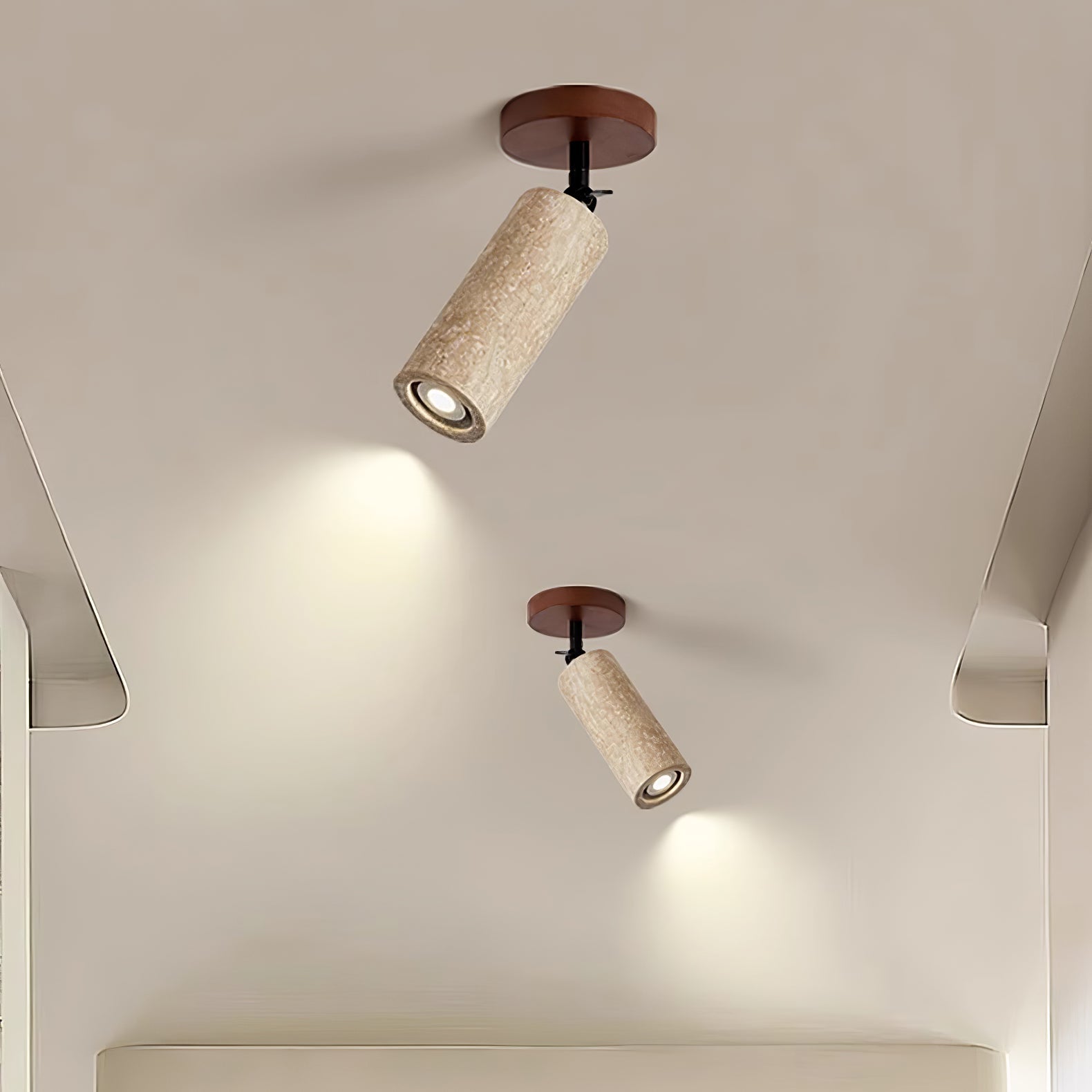 Cesilyra Cylindrical-Tube Travertine Wall Light