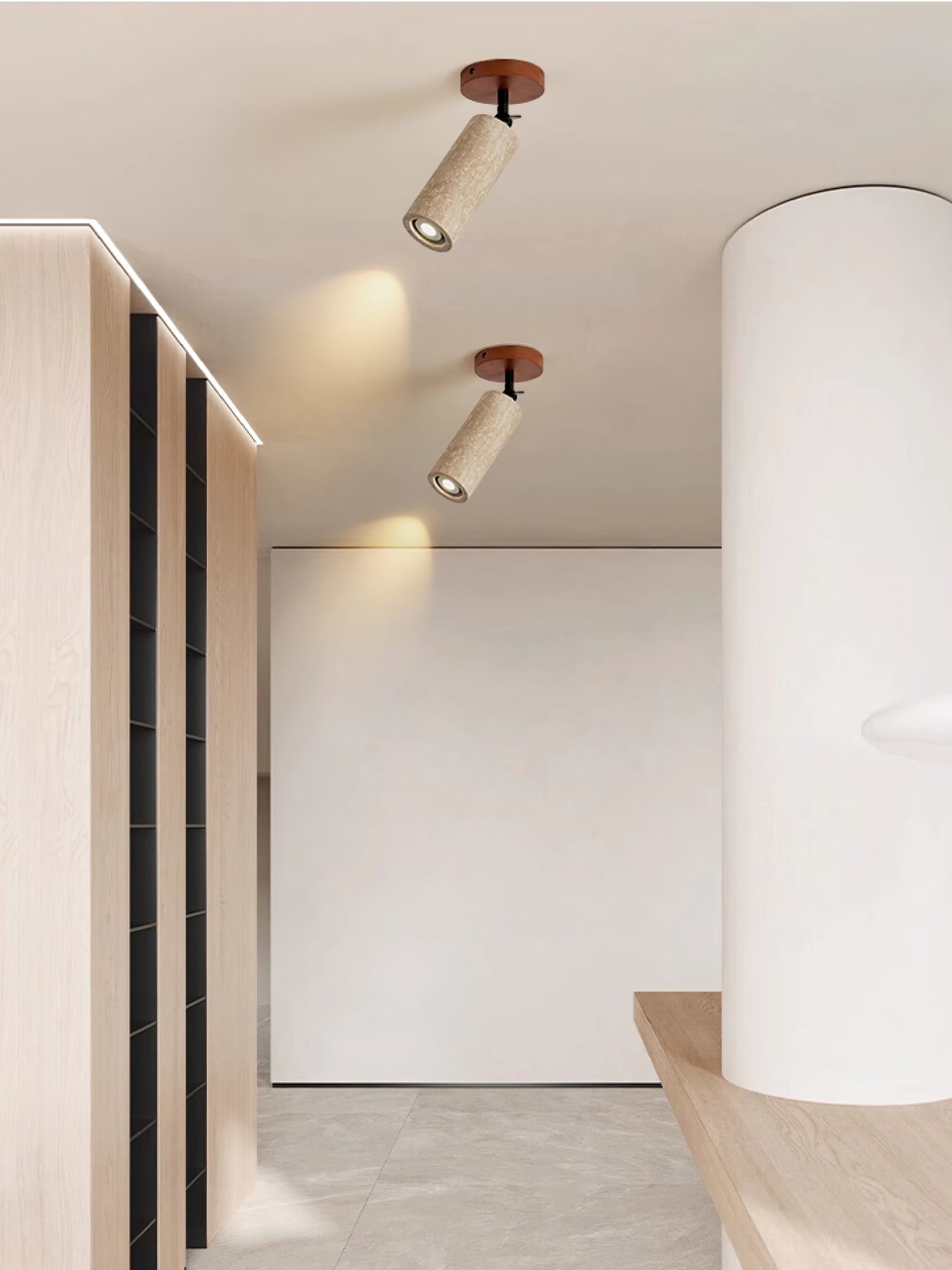 Cesilyra Cylindrical-Tube Travertine Wall Light