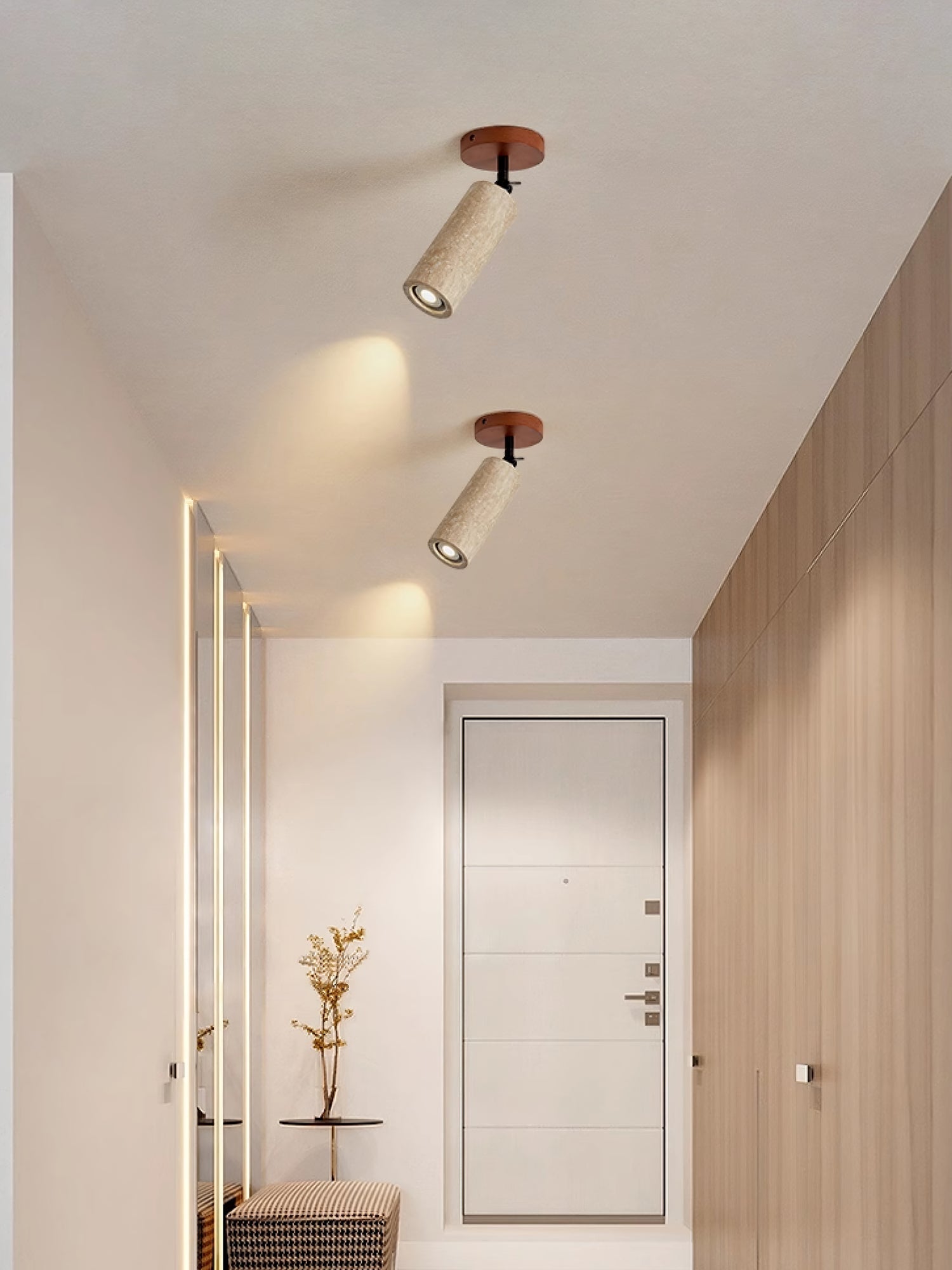 Cesilyra Cylindrical-Tube Travertine Wall Light