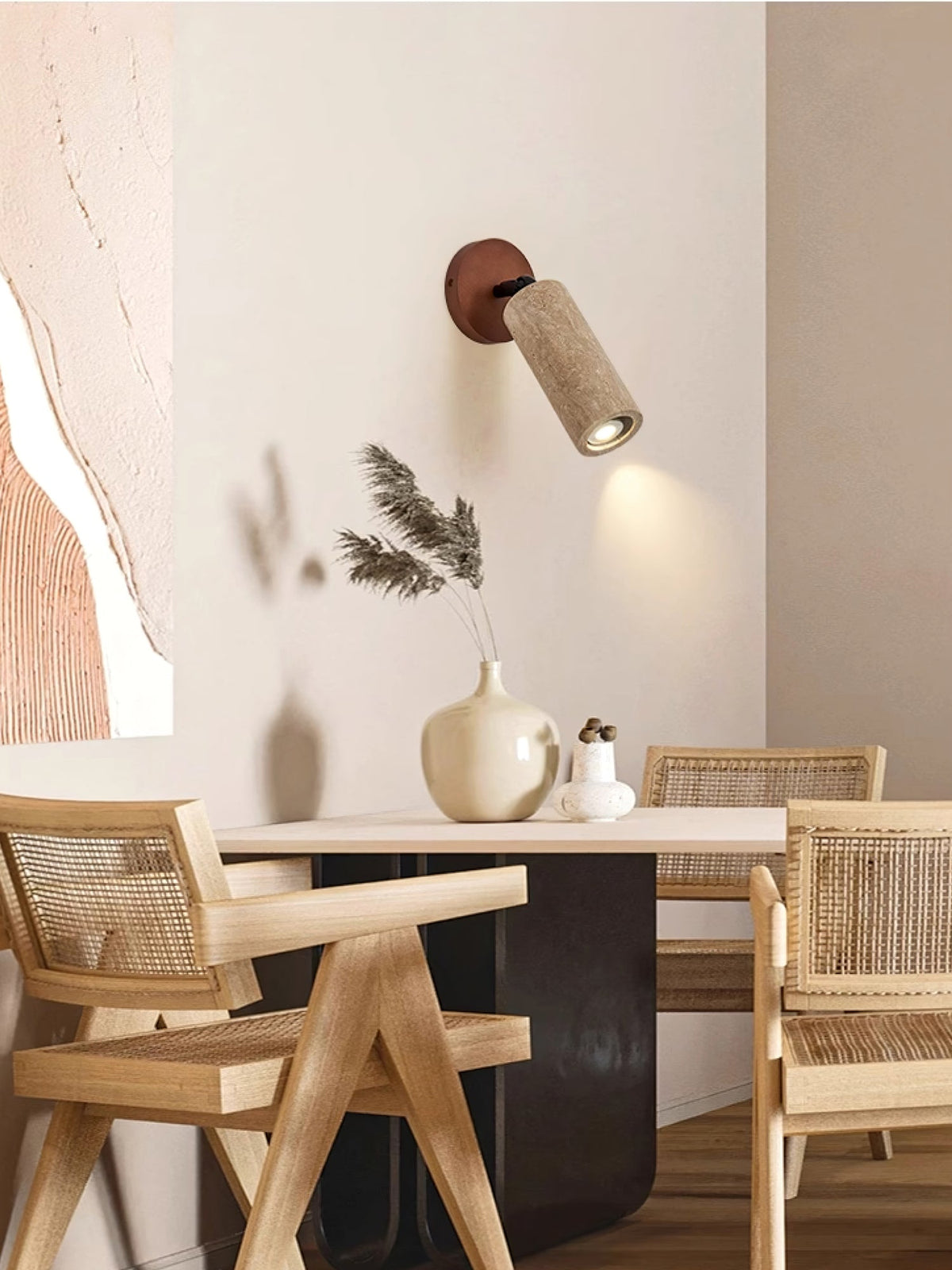 Cesilyra Cylindrical-Tube Travertine Wall Light