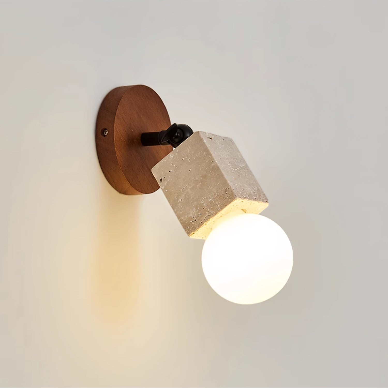 Cesilyra Cylindrical-Tube Travertine Wall Light