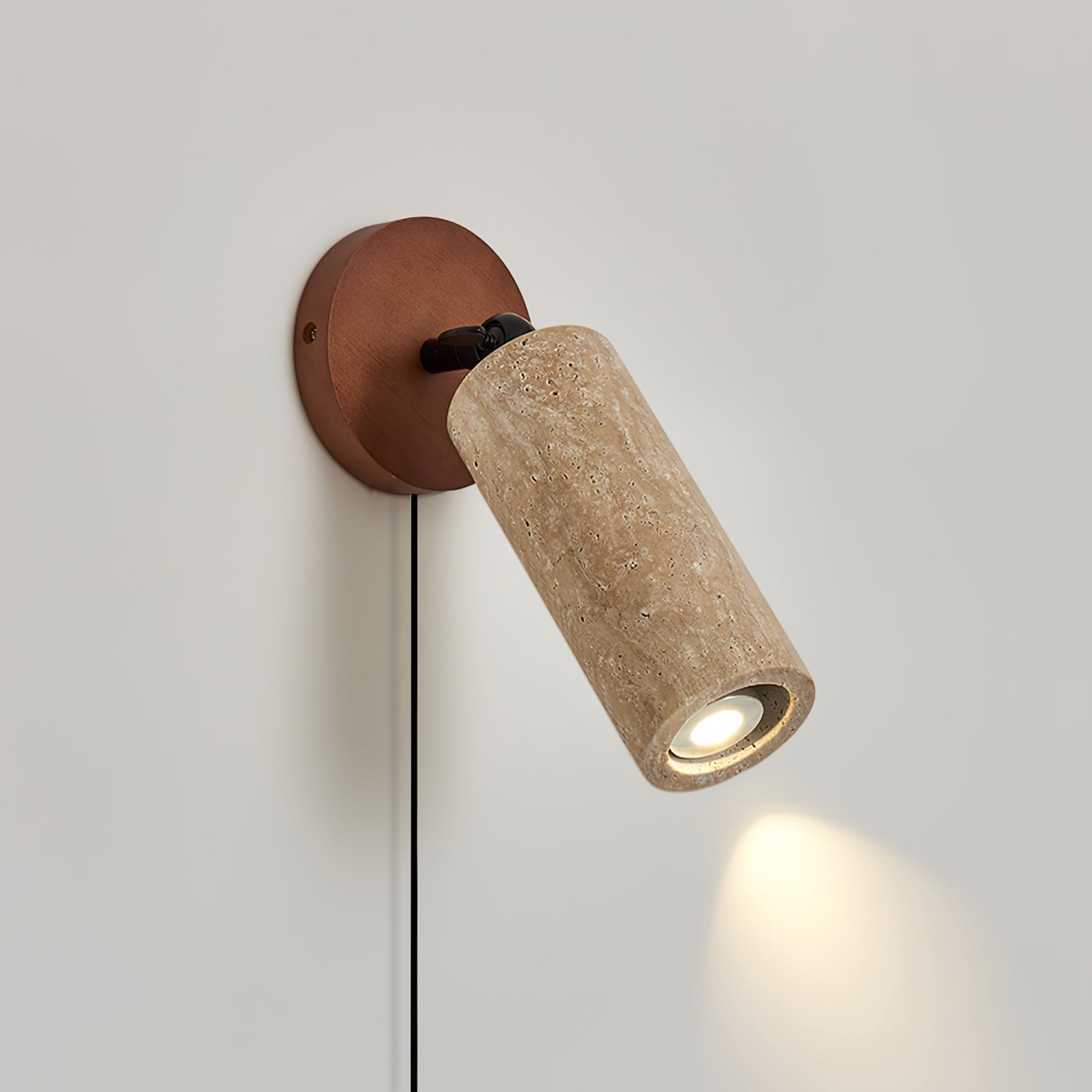 Cesilyra Swivel Cylinder Travertine Wall Light - Neutral Decor