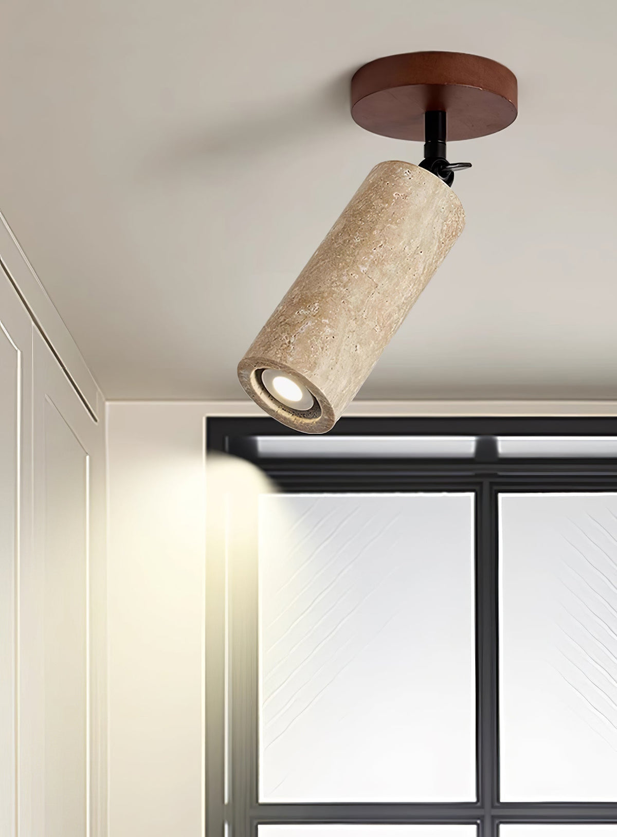 Cesilyra Cylindrical-Tube Travertine Wall Light