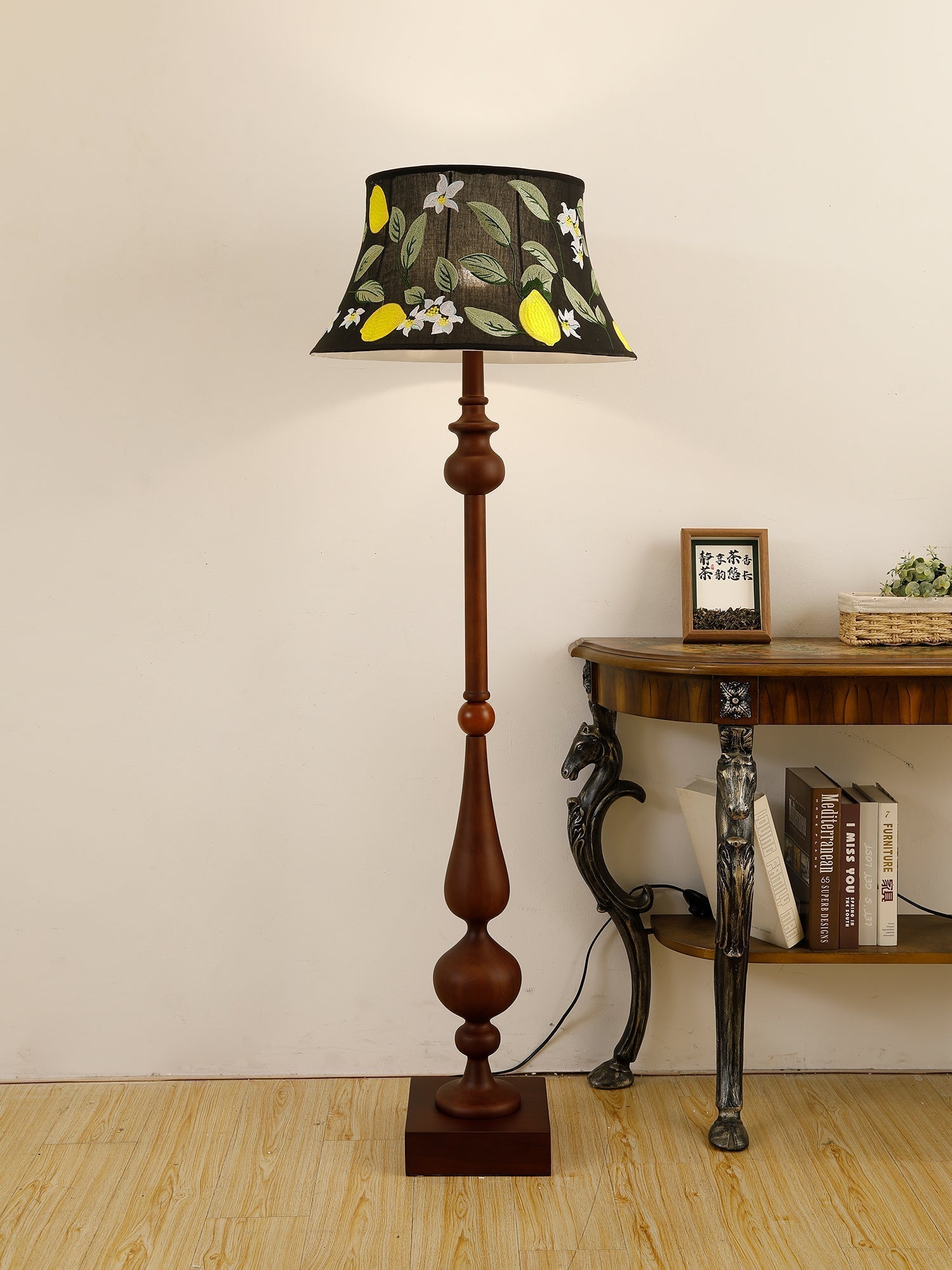 Floren Wood Fabric Classic Floor Lamp