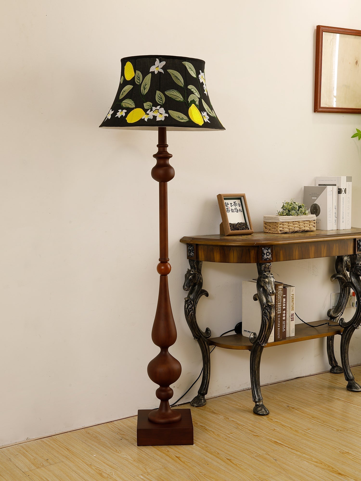 Floren Wood Fabric Classic Floor Lamp