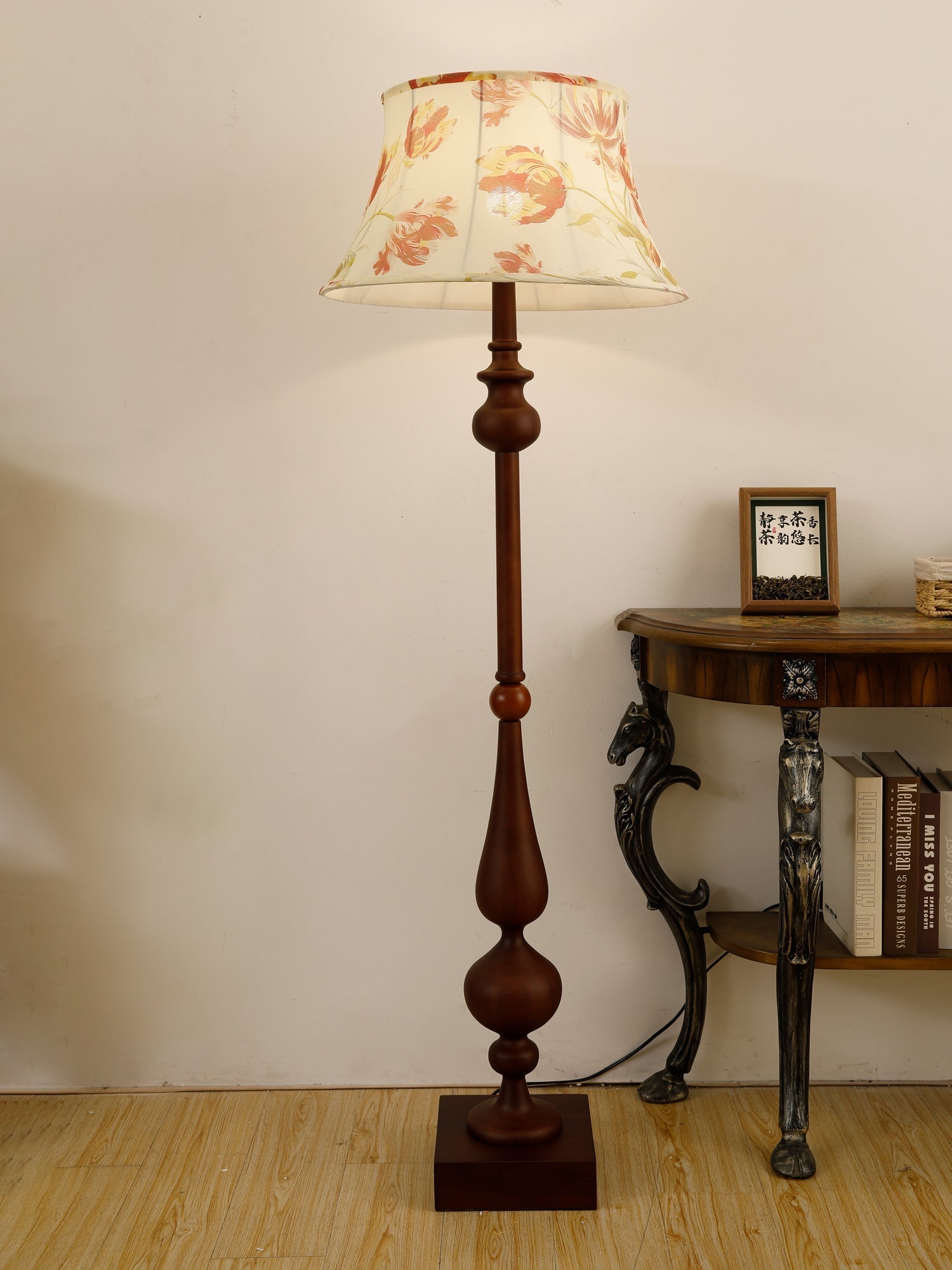 Floren Wood Fabric Classic Floor Lamp