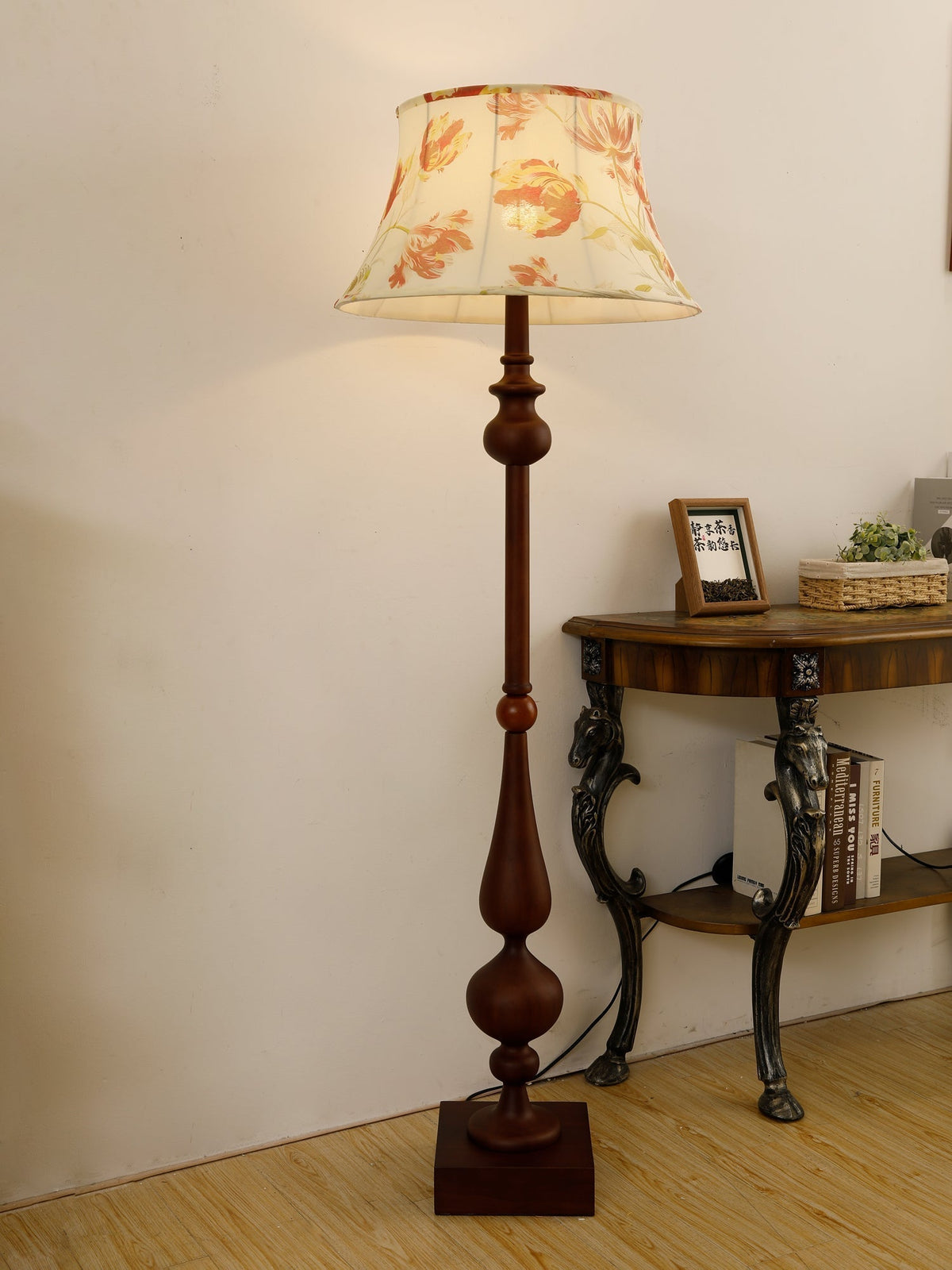 Floren Wood Fabric Classic Floor Lamp