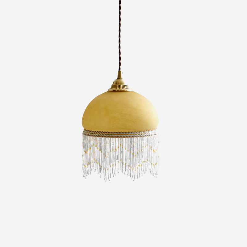 Vili Tassel Pendant Lamp Dome Fringed Beaded - Neutral Decor