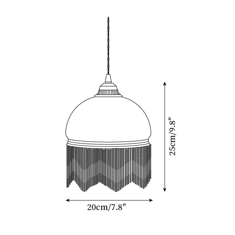 Vili Tassel Pendant Lamp Dome Fringed Beaded - Neutral Decor