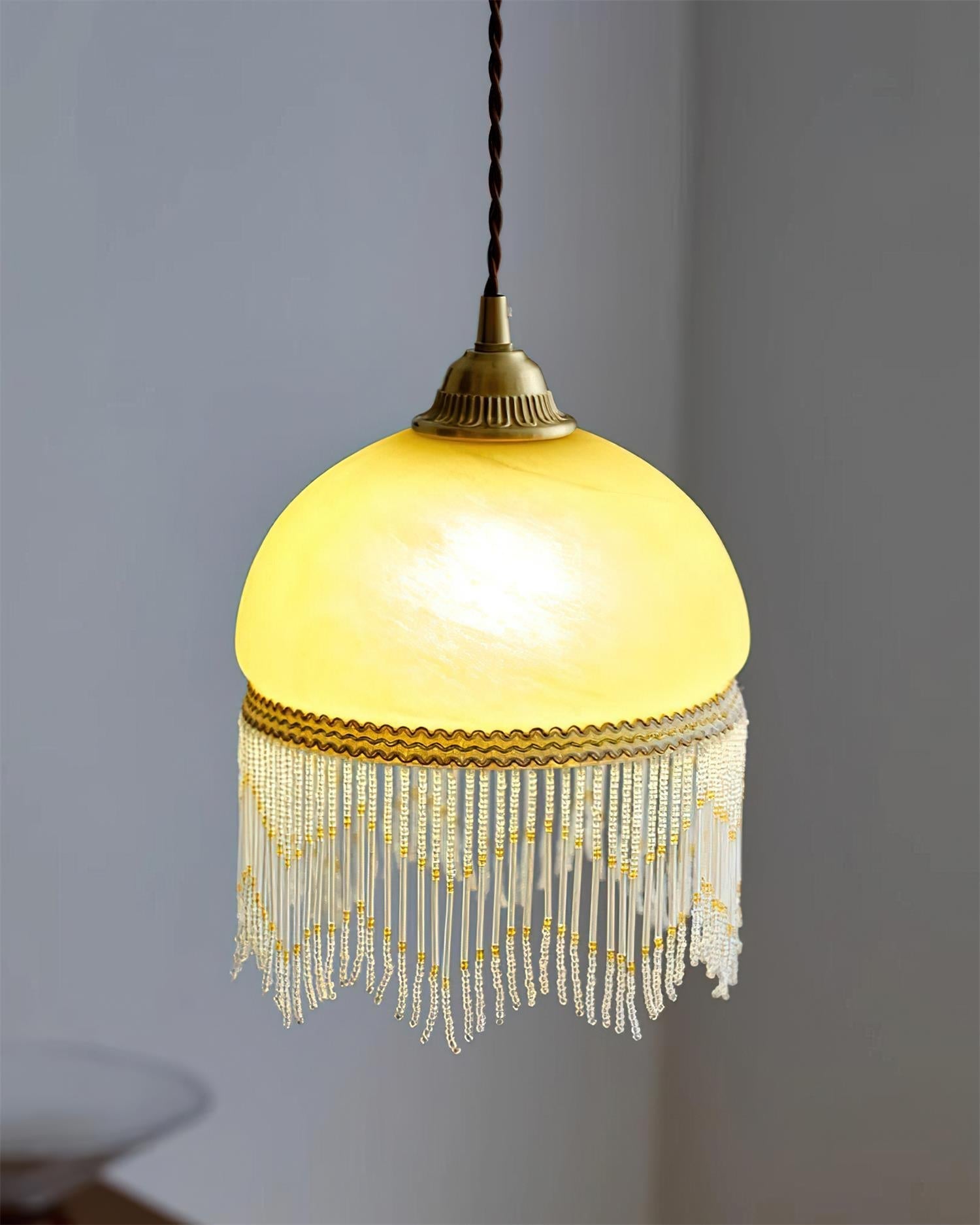 Vili Tassel Pendant Lamp Dome Fringed Beaded - Neutral Decor
