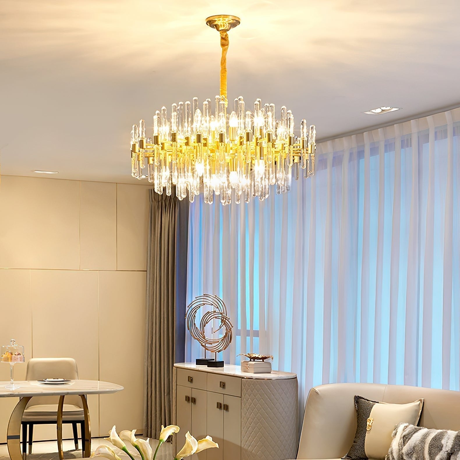Solara Chandelier Antique Brass Starburst - Neutral Decor