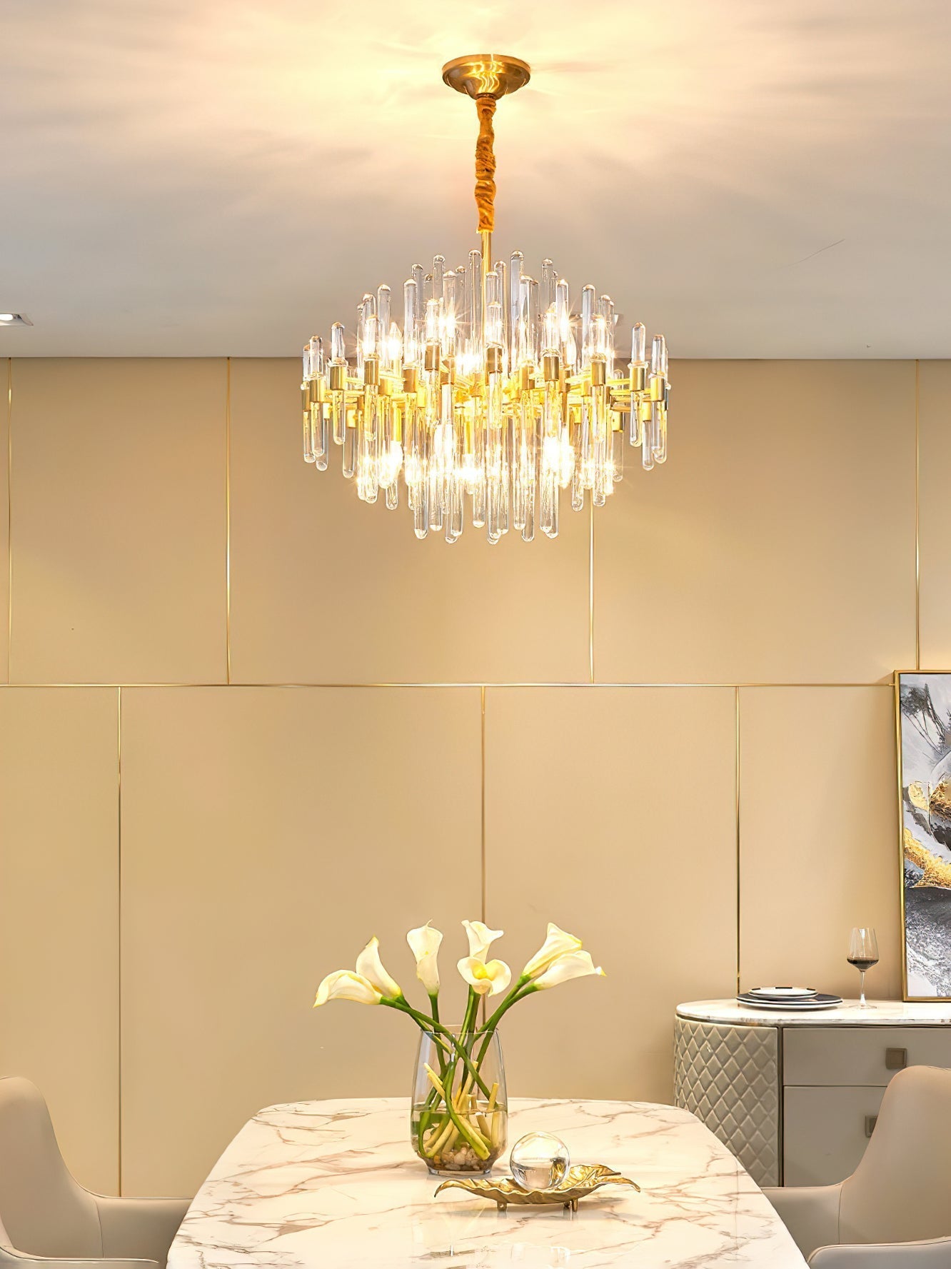 Solara Chandelier Antique Brass Starburst - Neutral Decor