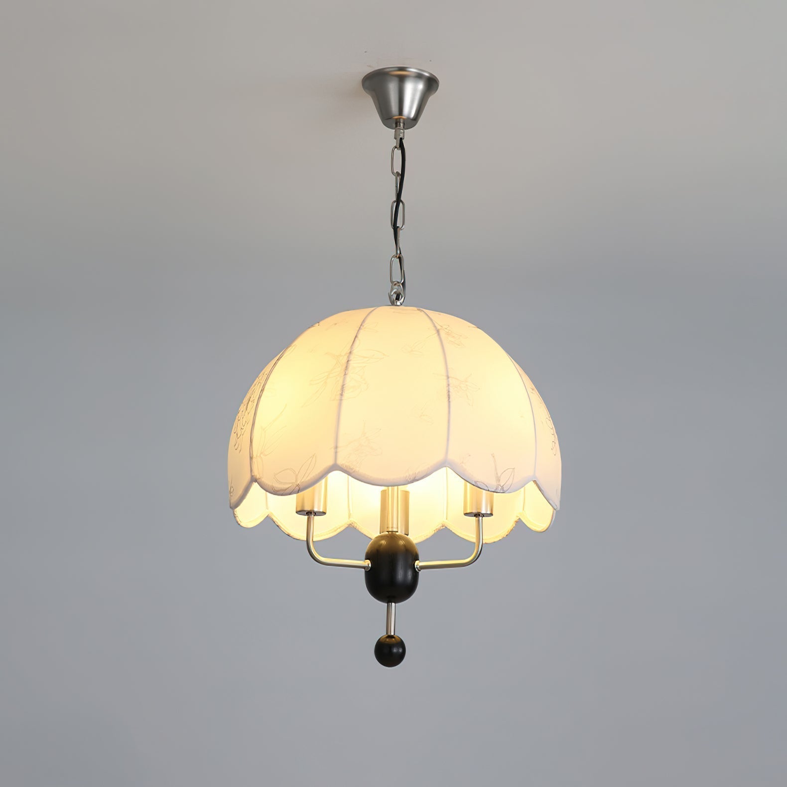 Ervaren Vintage Bloom Fabric Wood Pendant Lamp