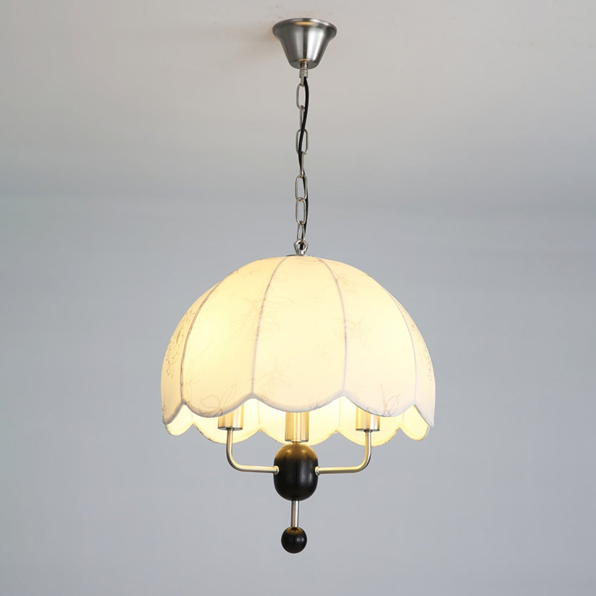 Ervaren Vintage Bloom Fabric Wood Pendant Lamp