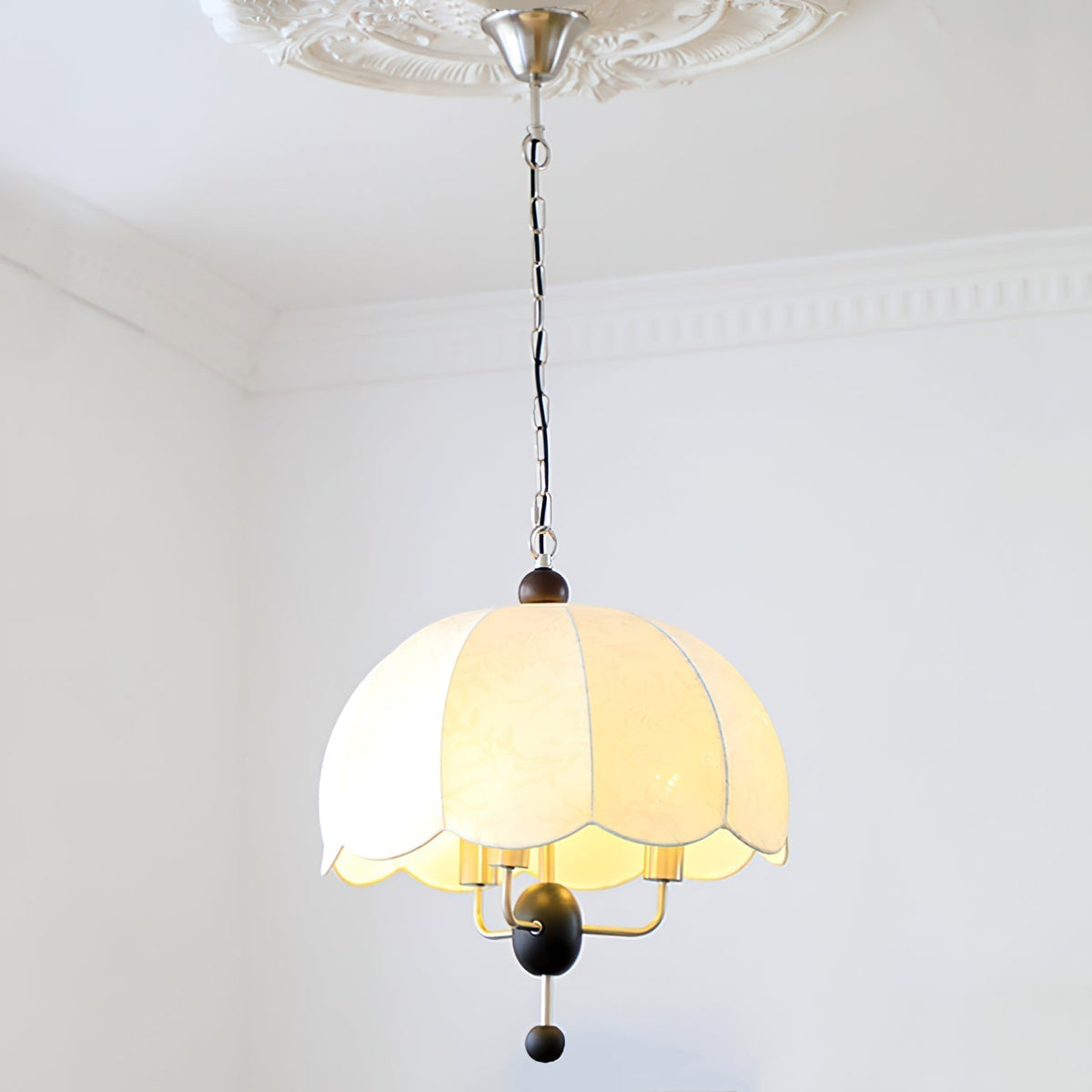 Ervaren Vintage Bloom Fabric Wood Pendant Lamp
