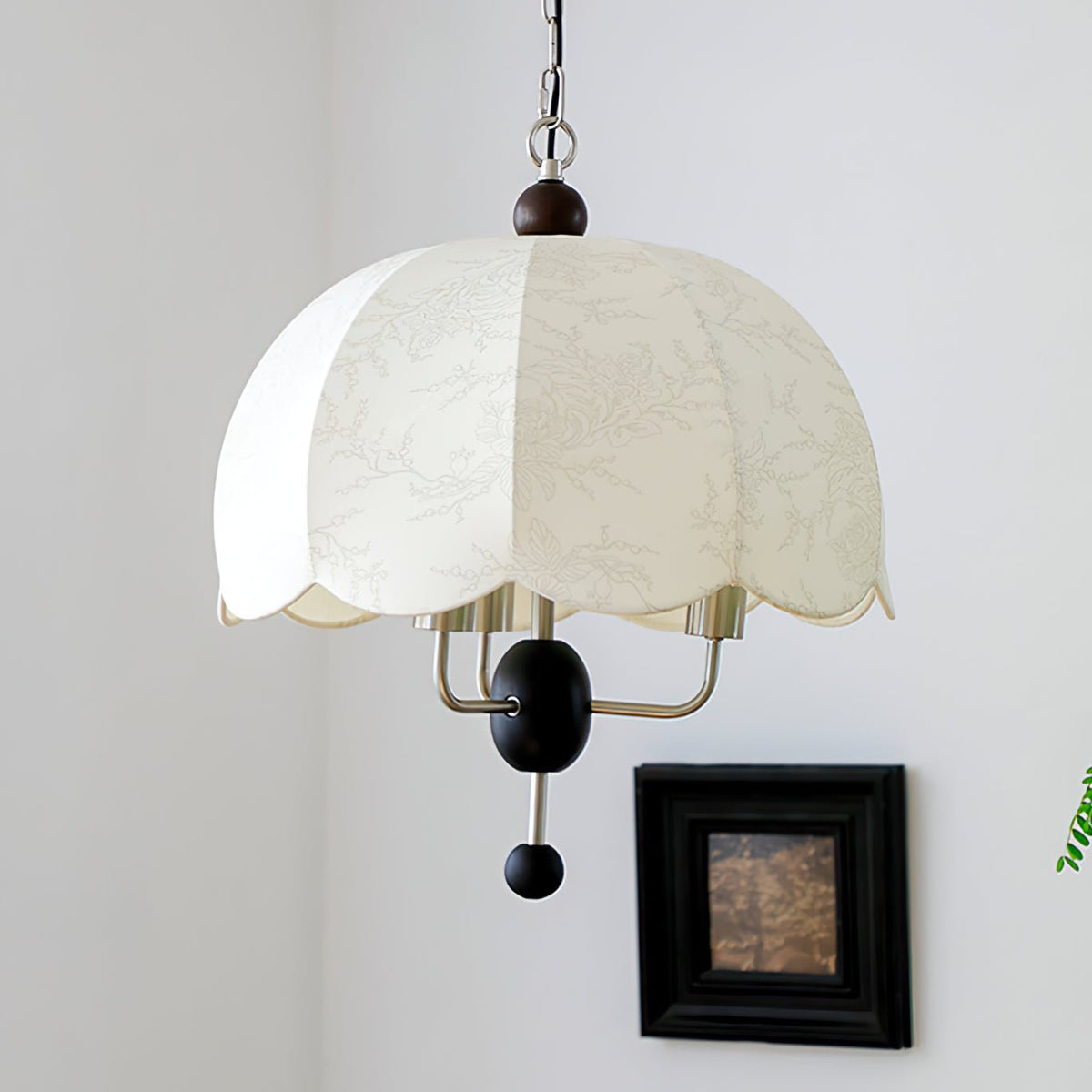 Ervaren Vintage Bloom Fabric Wood Pendant Lamp