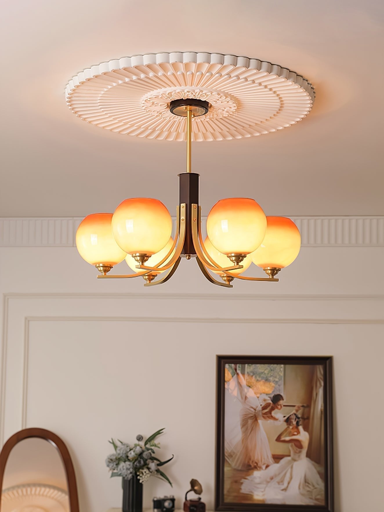 Caliriel Chandelier Vintage Caramel Globe